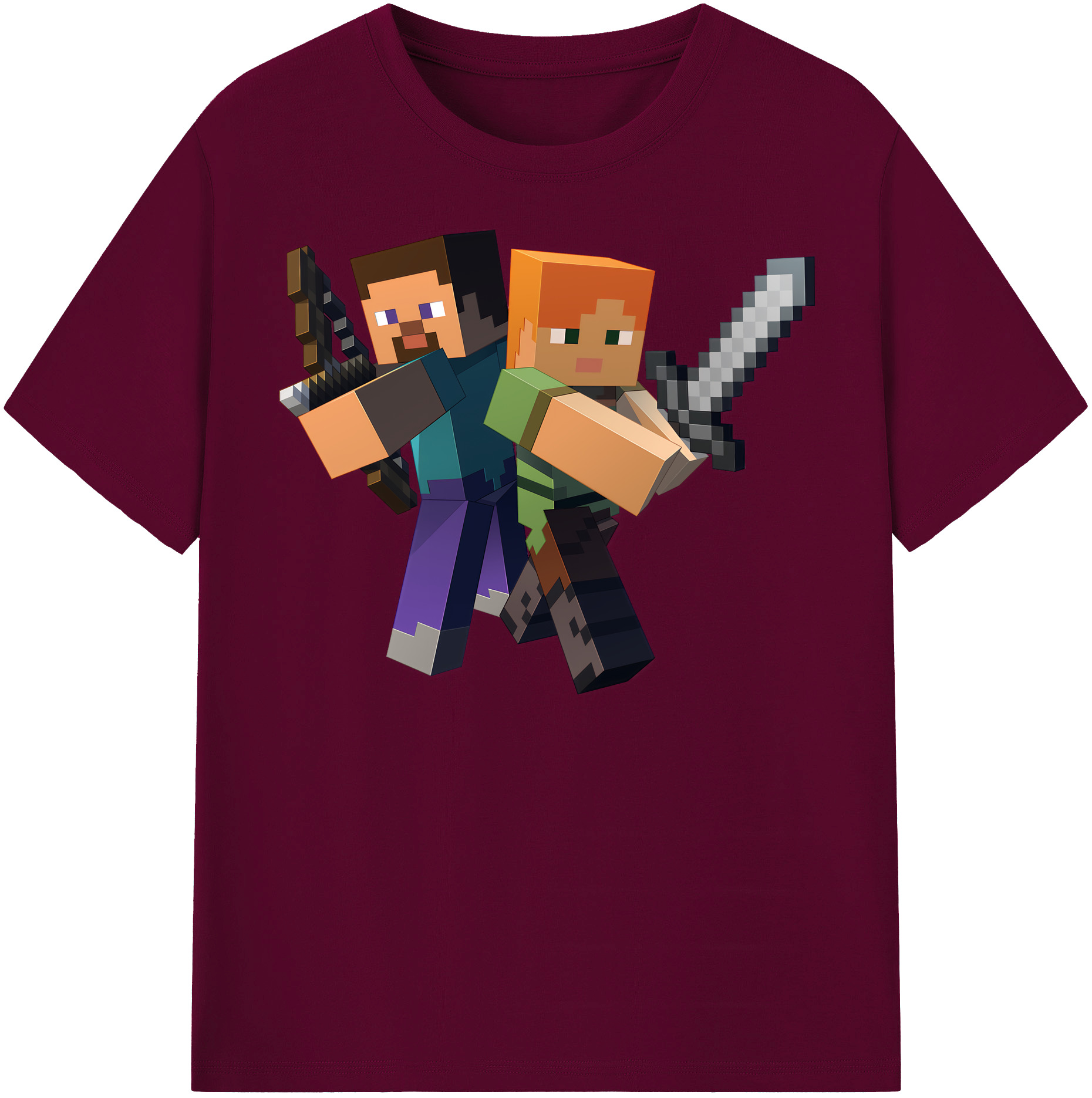 （画像用） マインクラフト ブロックの世界 Minecraft MC Block world レディースカジュアルプリントTシャツ（綿100％）